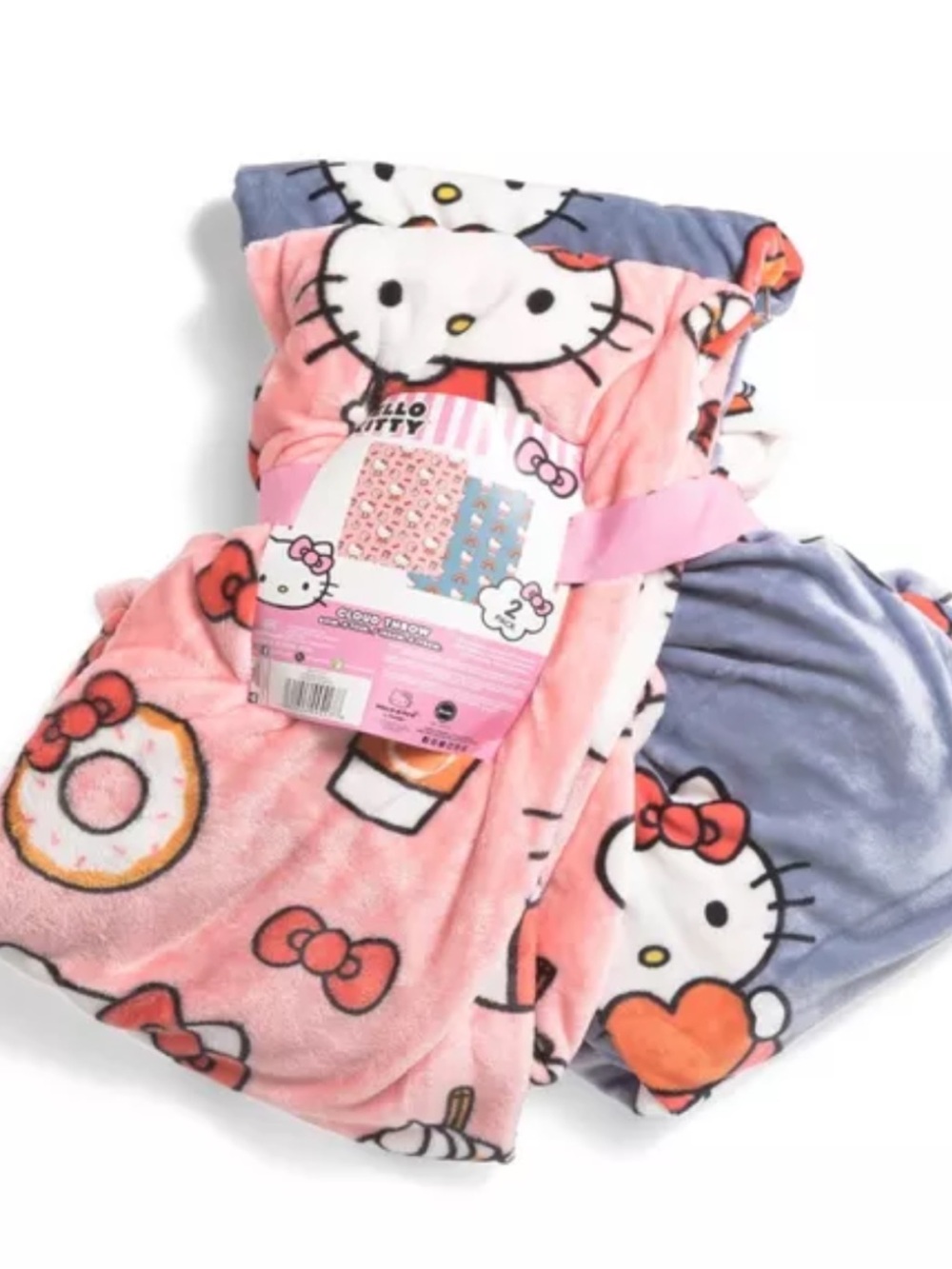 Hello Kitty Plush Throw Blanket Set Pumpkin Donuts & Cinnamon Rainbow